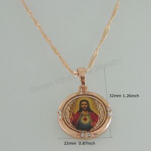 Pendant Necklaces Styles Men Women YELLOW WHITE GOLD Plated 18 OR 24INCH NECKLACE JESUS VIRGIN MARY IMAGE PO CROSS GOD OIL DIPS GREATPendant