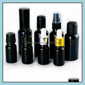 Packing Bottles Office School Business Industrial 10Ml Black Glass Essential Oil Pipette Dropper Liquid Reagent Dispensing Pers Roll On 33