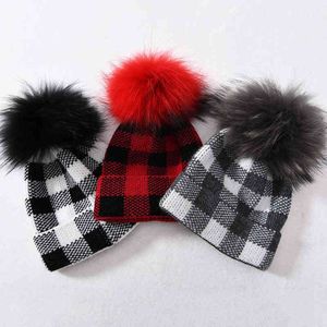 Cute Winter Kids Beanie Hat For Girls Boys Plaid Baby Warm Cashmere Lana lavorata a maglia Elastic Family Warm Cappelli per bambini J220722