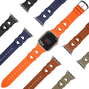 Leather Double Ring Strap For Apple Watch Strap 42mm 44mm 45mm 38mm 40mm 41mm General Series 7 6 5 4 3 2 SE Band