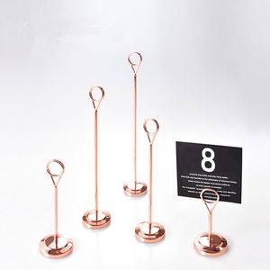 Party Decoration Rose Gold Wedding rostfritt stål Circle Table Number Stands Metal Place Card Holders Supplies
