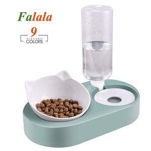 2-em-1 Cat Bowl Dispensador de Água Armazenamento Automático Pet Cachorro Comida Recipiente com Er ER Alimentador 220323