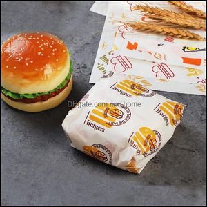 Carta oleata resistente all'olio per involucri alimentari Pane Panino Hamburger Patatine fritte Avvolgere Strumenti di cottura Fornitura rapida personalizzata 800 pezzi Drop Delivery 2021 Disposab