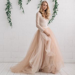 Skirts Beach 2022 Chic Lady Tulle To Bridal Puffy Champagne Soft Skirt Floor Length Tutu Custom Made BottomSkirts
