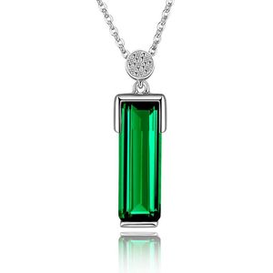 Pendant Necklaces Long Emerald Gem Necklace Collares Platinum Plated For Women Jewelry