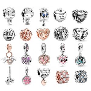 Novo Popular 925 Sterling Silver Fashion Charm original Mãe pingente de amor da vida Biço adequado para a pulseira de ladras Pandora original Fazer joias DIY