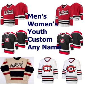 St. Cloud State Huskies College-Hockey-Trikots, Sam Hentges-Trikot für Damen, Brodzinski, Jake Wahlin, Luke Jaycox, Tyler Anderson, individuell genäht