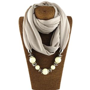 Pendant Necklaces Fashion Designer Scarf Ethnic Chiffon Solid Collar Tassel Gorgeous Beaded Pendants Jewelry Necklace Women Shawl ScarvesPen