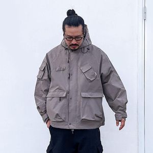 Мужские куртки мужская японская уличная одежда винтажная мода на открытом воздухе свободная грузовая куртка с капюшоном Cityboy Водонепроницаемое покрытие для ветров