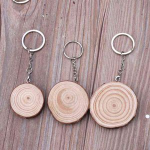 10Pcs Unfinished Natural Wood Slices Keychains Blank Hand-Painted Jewelry Making AA220318