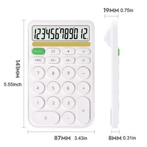 5 färger bärbara 12 siffror Silent Calculators Ultra-tunn stor skärm Desktop Student Electronic Calculator Prisvärd Power Saving Office School Supply 0809