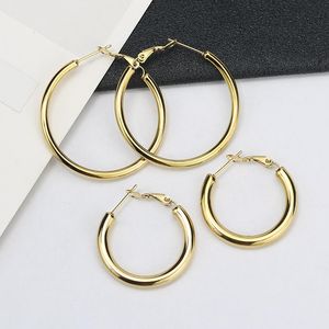 Hoop Huggie Orecchini a cerchio grandi in acciaio inossidabile moda coreana Orecchini a cerchio color oro Prevenire l'allergia Grande per i gioielli da donnaHoop HoopHoop