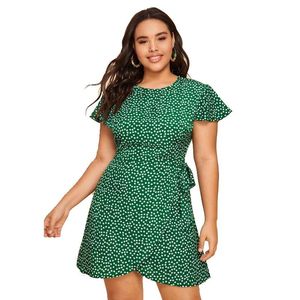 Plus Größe Kleider XL-4XL Kleid Frauen Vintage Boho Dot Großen Körper Femme Mädchen Sexy Große Outfits Büro Damen ClothesPlus