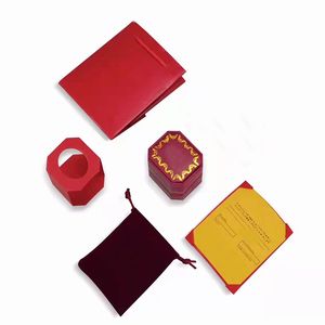 Rote Samtkästen großhandel-Klassische rote Designer Schmuckschachtel Set hochwertige Kartonringe Halskette Armband Samt Schmuckschachtel enthalten Zertifikatflanell und Einkaufstasche