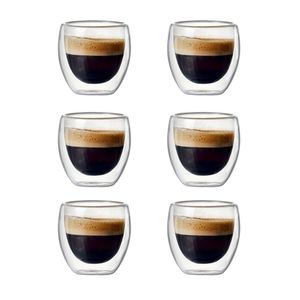 Set of 2 6 80ml Double wall Insulated Glass Cfee Cup for Drinking Teacup cfee Latte Espresso or drinking LJ200821