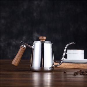 350ml 600ml 1 Pcs Coffee Tea Pot Stainless Steel Long Narrow Gooseneck Spout Kettle Hand Drip Kettle Coffee Pot With Lid Kitchen 210408