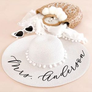 Wide Brim Hats Bride Beach Hat Personalized Bridesmaid Sun Cute Unique Bridal Shower Gift Idea For To Be Bachelorette 2022Wide