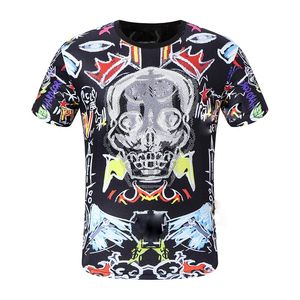graffiti designer herr T-shirts Summer Skull crystal Basic Enstaka bokstav Skateboard Casual Punk toppar T-shirt Skjortor Mode lyxiga kläder kortärmade grossist