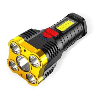 Flashlights Torches Five-Nuclear Explosion LED Strong Light Rechargeable Super Bright Small Xenon Special Forces Outdoor Multi-Fuction