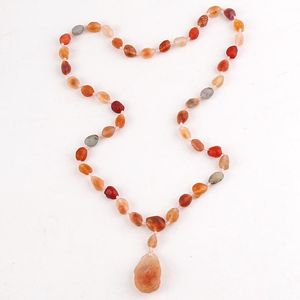 Pendant Necklaces Fashion Natural Stone Bead Knotted Jewelry Multi Gobi Agat Necklace DropshipPendant