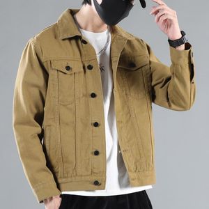 Men's Jackets Denim Jacket Fashion Brown Loose American High Street Tooling Coat Wild Single-breasted Simple Large Size Male ClothesMen's