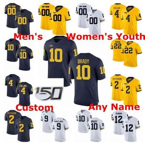 Maglia da football americano Michigan Wolverines College Maglia da Tom Brady Shea Patterson Charles Woodson Nico Collins Peoples-Jones Cucita personalizzata