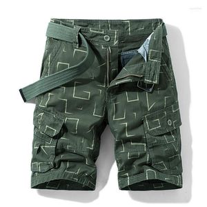 Men's Shorts Summer Cargo Short Men Fashion Geometric Mens Bermuda Masculina Mid-waist Knee Length Ropa Para Hombre No BeltMen's Naom22