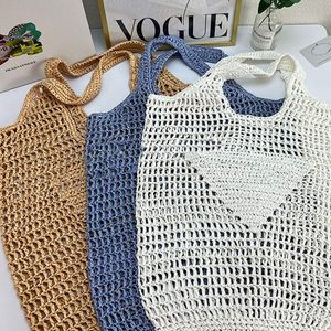Straw Knitted Hollow Out Tote Shopping Bags Pouch Summer Beach Bags Large Totes Shopper Net Letter Print Shoulder Strap Travel