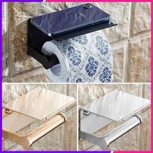 Schwarzer Toilettenpapierhalter mit Telefonregal, Tablett, Platz, Aluminium-Papierhalter, Badezimmer-Papierhandtuchhalter, Badezimmer-Zubehör T200425