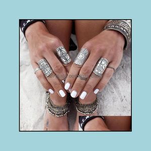 Band Rings Jewelry Tibetan Sier Retro изящный милый личность панк -стиль ногтя мода оптом - Drop Delivery 2021 Vivtb