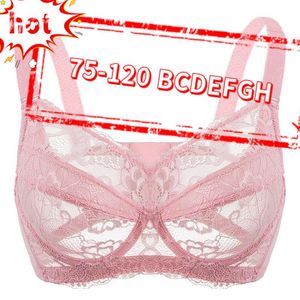 Bras Women's Sheer Lace Brawire Bra Unlined Minimizer Plus Lingere 75 80 85 90 95 100 105 110 115 120 B C D E F G H BHBRAS