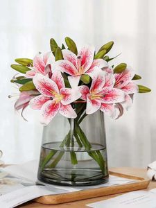 Decorative Flowers & Wreaths Lily Artificial Flower Home Wedding Decoration White Garden Floral OrnamentDecorative