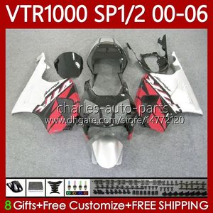 OEM Nadwozie dla Honda VTR RTV 1000 RC51 00-06 Bodys 123NO.124 SP1 SP2 VTR1000 RTV1000 00 01 02 03 2004 2005 2006 VTR-1000 2000 2001 2002 2003 04 05 06 Owalnia Czerwony Czarny