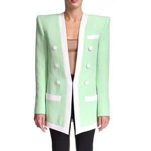 HIGH STREET est Designer Jacket Womens Double Breasted Color Block Blazer 210521