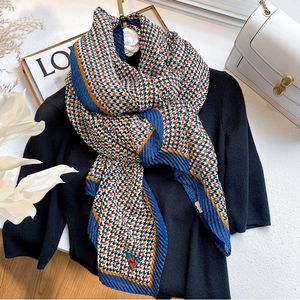 Luxury Crinkle Cotton Scarf For Women Print Houndstooth Autumn Winter Hijab Shawl Wraps Bandana Headkerchief Bufanda