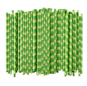 Papel de palha bambu biodegradável canudos verdes eco amigável 25 pcs muito na promoção sn4881