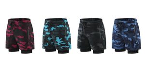 Summer casual shorts falsificados de duas peças esportes jogging respirável calças de secagem rápida