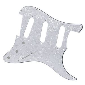 White Pearl 11 fori SSS Guitar Pickguard Scratch Plate 4Ply Back Plate Tremolo Viti di copertura per accessori per chitarra