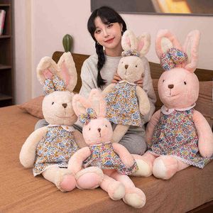 PC CM Kawaii Flower Skirt Rabbit Plush Toy Dolls埋められた柔らかい動物枕バースデーSussen Gift for Girls J220704