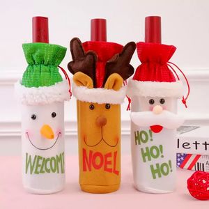 2022 Decorazioni natalizie per la casa Babbo Natale Coperchio bottiglia di vino Pupazzo di neve Calza regali Regali Natale Navidad Decor Buon anno Natale C0803X0