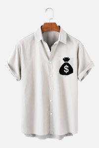 Men's Casual Shirts Men's Short Sleeve Lapel Shirt Plus Size Money Pocket 3D Print Top With PocketsMen's