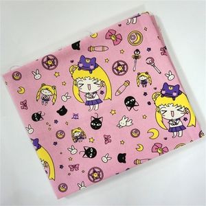 Japan Cartoon Sailor Moon Luna Handmade Patchwork Cotton Canvas Fabric Sewing Bag Pillow Diy Tablecloth Curtain Sofa 91cm145cm T200810