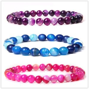 Pulseira de pedra natural 8mm Agates Minchas fios de pulseiras elásticas para homens homens Chakra cura Reiki Yoga Jewelry Gifts