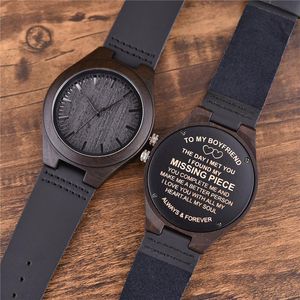 Zegarek na rękę dostosowane do Wood Watch Grawe swoje spersonalizowane logo na Back Gift Custom Watches for Family Relogio Masculino w drewnianym pudełku
