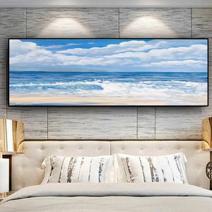 Natural Sky Ocean Sea Beach Landscape Panorama Abstract Canvas Målningsaffischer och tryck väggkonstbild för vardagsrum