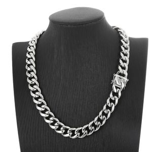 Heavy 15mm 24 Inch Silver Large Stainless Steel Cuban Curb Link Chain Necklace For Mens Hip-Hop Jewelry