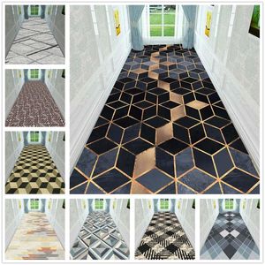 Tapetes para sala de estar preta geométrica estéreo longa corredor corredor decoração de casa decoração de cozinha tapete anti-esquilie área rugcarpets
