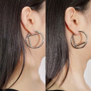 Hoop Küpe Tasarımcı Takı Moda Daire 18 K Altın Kaplama Küpe 3.8 cm Lüks Gümüş Küpe F Straph Hoops Kutusu Yeni 22042001R