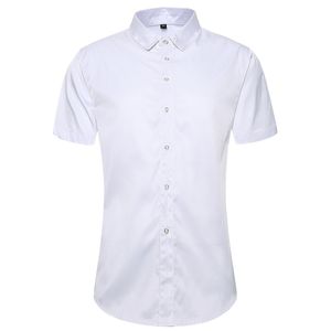 45kg105kg夏の新しい毎日のカジュアルメンズシャツ柔らかいクールボタンダウン半袖黒い白いシャツ4xl 5xl 210412