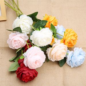 party Artificial Silk Peony Flowers Bouquets 3 Heads Core Spun Peonys Wedding Home Decoration Flower Bouquet ZC1043